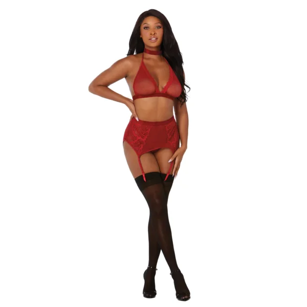 11776RED-OS_40 Lace 4-piece set