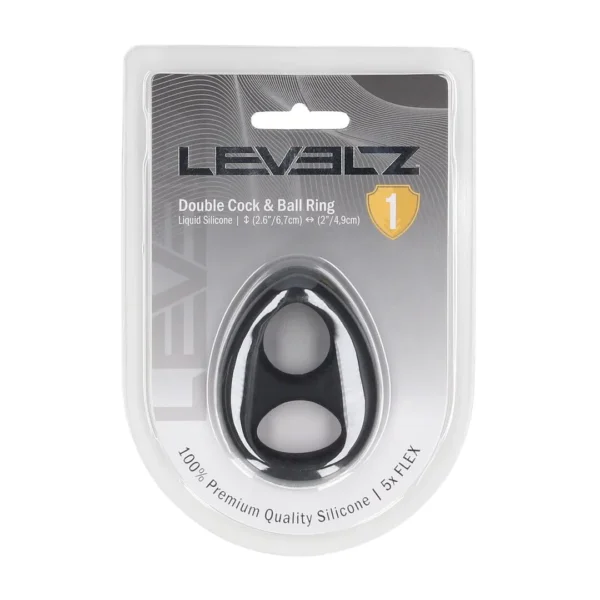 LVL01-0034BLK-2 Silicone Cock and Ball Ring