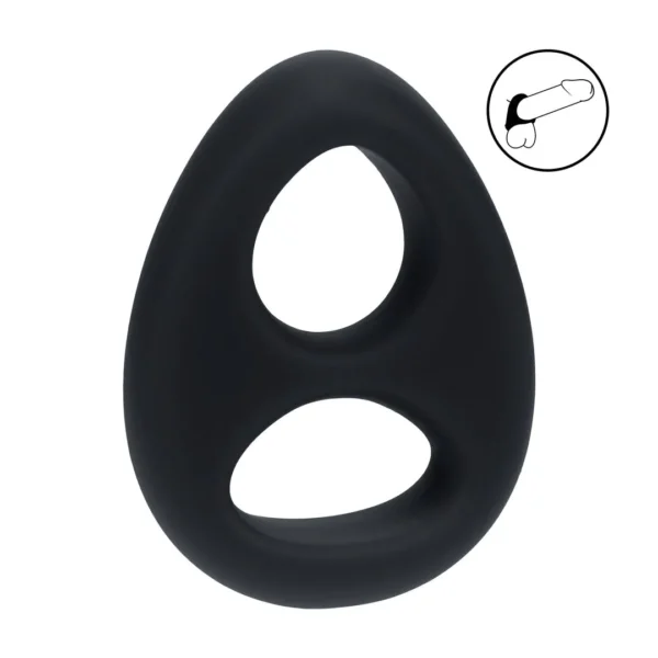 LVL01-0034BLK Silicone Cock and Ball Ring