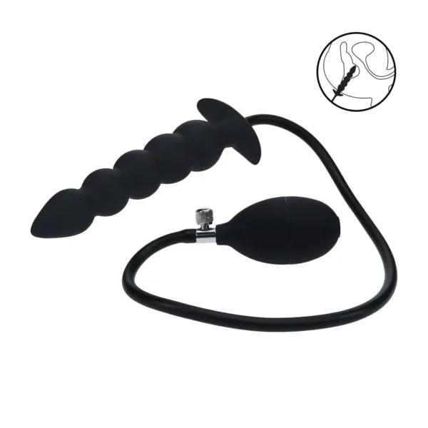 LVL04-0002BLK Beaded Inflatable Analni stimulator