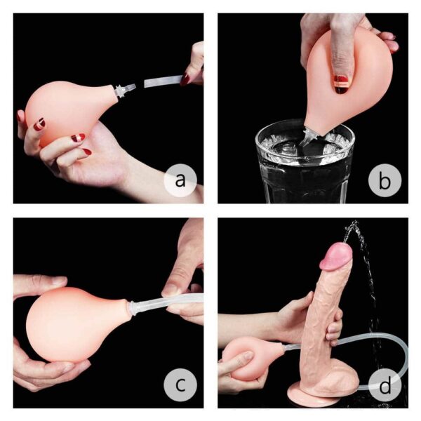 11'' Squirt Extreme Dildo Flesh7 Lovetoy Squirt Extreme Dildo Flesh 28 cm realistični dildo s funkcijom prskanja i vakuumskom bazom