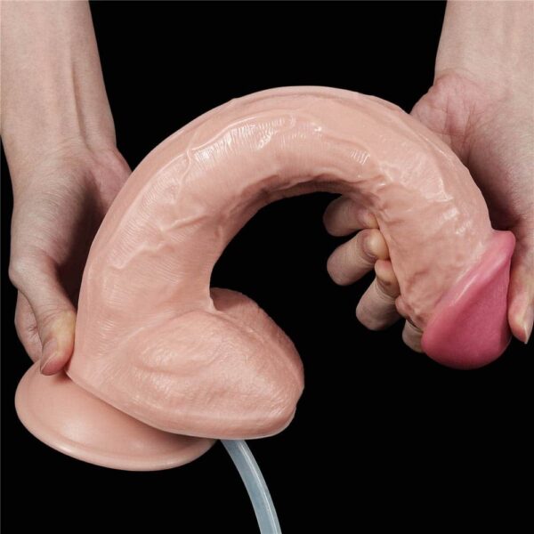 11'' Squirt Extreme Dildo Flesh9 Lovetoy Squirt Extreme Dildo Flesh 28 cm realistični dildo s funkcijom prskanja i vakuumskom bazom