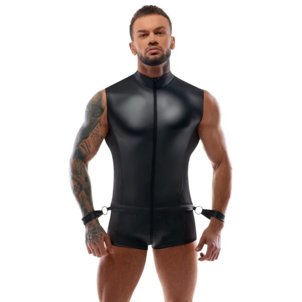 21504761701_nor_a Svenjoyment BONDAGE crni muški BDSM kombinezon s lisicama i metalnim prstenovima