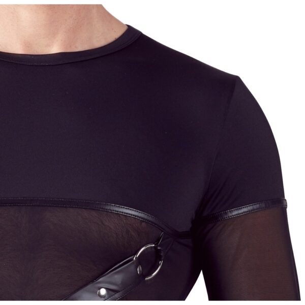 21613971701_det_b NEK men's long-sleeved black T-shirt with detachable harness and mesh insert
