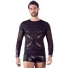 21613971701_nor_b NEK men's long-sleeved black T-shirt with detachable harness and mesh insert
