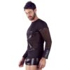 21613971701_nor_c NEK men's long-sleeved black T-shirt with detachable harness and mesh insert