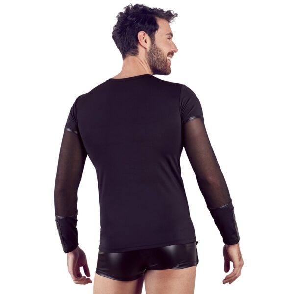 21613971701_rs NEK men's long-sleeved black T-shirt with detachable harness and mesh insert