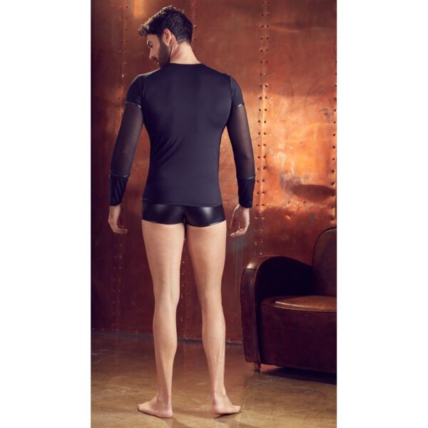 21613971701_rs_b NEK men's long-sleeved black T-shirt with detachable harness and mesh insert