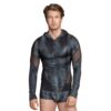 NEK men's black hooded sweatshirt, long sleeves with a snake pattern and mesh inserts