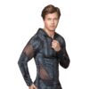 NEK men's black hooded sweatshirt, long sleeves with a snake pattern and mesh inserts