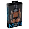 Svenjoyment BONDAGE crni muški BDSM set s kapuljačom tangama povodcem i lisicama