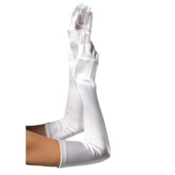 Leg Avenue extra long white satin gloves One Size