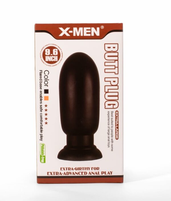 Huge Butt Plug Black X-MEN Huge crni XXL analni stimulator s vakuumskom bazom