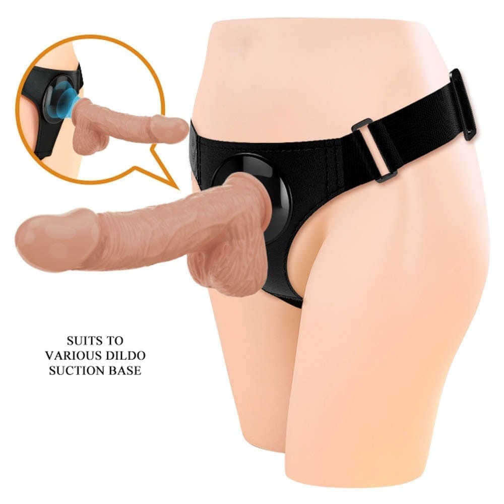 Pretty Love Jerry Harness Briefs crne strap-on harness gaćice s realističnim TPR dildom 21,8 cm