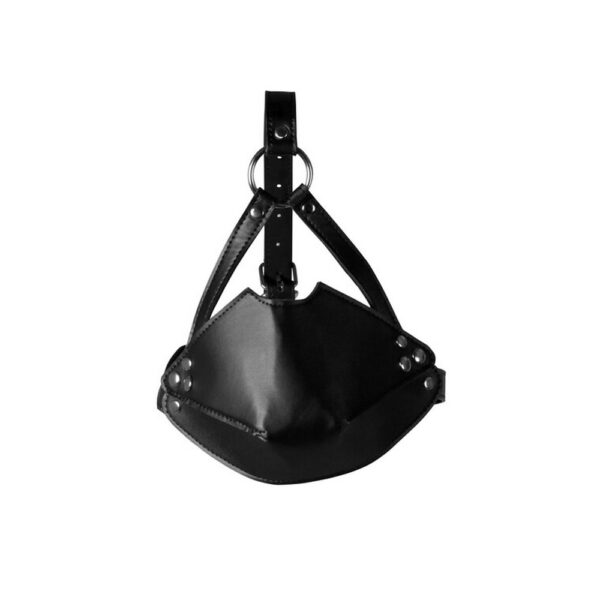 RS124264_OU896BLK_301_scr Ouch by Shots Head Harness Black od PU kože BDSM maska s kuglom za usta i podesivim remenjem