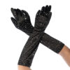 Mapalé Satin Rhinestone Opera Gloves crne duge satenske rukavice sa svjetlucavim kamenčićima
