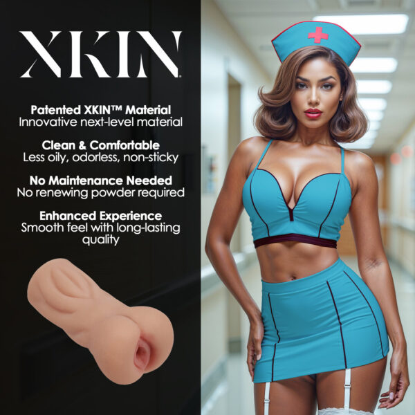 RS145489_XKIN by Shots_XKN002TAN_400_scr XKIN by Shots Career Girls Naughty Nurse Trixie Nightshift male TPE masturbator Tan color