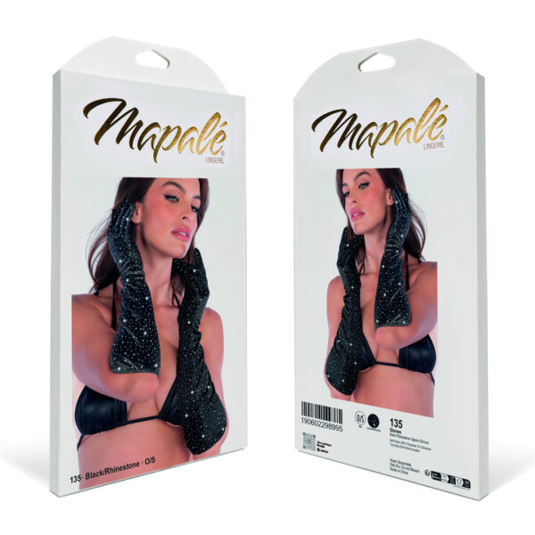 Mapalé Satin Rhinestone Opera Gloves crne duge satenske rukavice sa svjetlucavim kamenčićima