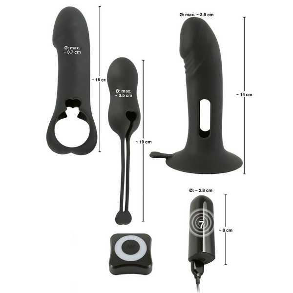 Vibrator Kit anal remote controlled with 3 sleeves