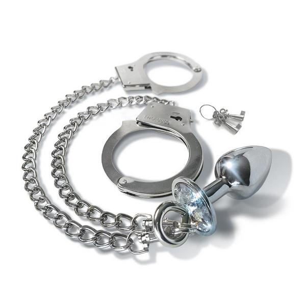 Nixie Metal Butt Plug & Handcuff Silver
