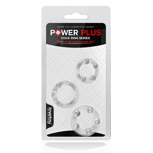 Power Plus Beaded Cockring Set Clear