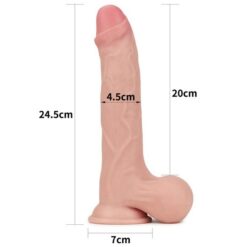 24,5 cm Sliding Skin Dual Layer Dong with Whole Testicles