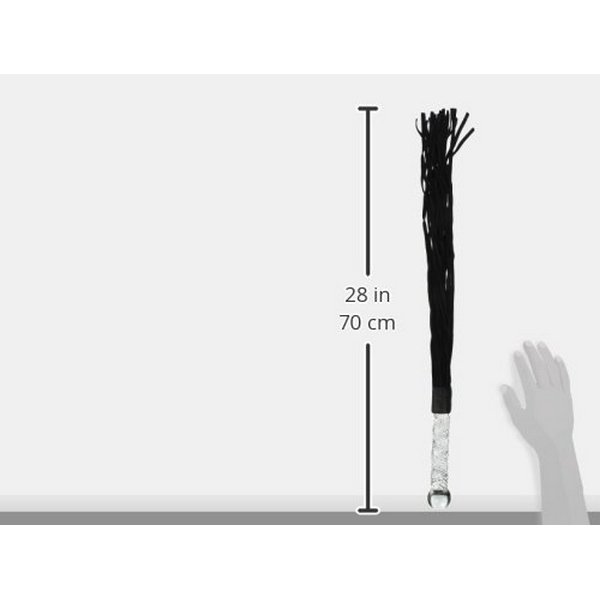 Crni bič, 70cm + staklena drška koja se koristi kao dildo - Icicles No. 38