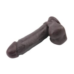 Smeđi PVC dildo s testisima, 19 x 4cm, strap-on opcija - Fashion Dude