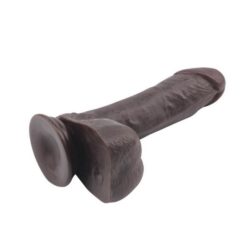 Smeđi PVC dildo s testisima, 19 x 4cm, strap-on opcija - Fashion Dude