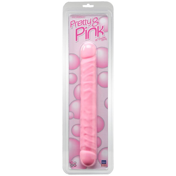 Ružičasti dvostrani PVC dildo, 30 x 3,5cm - Pretty & Pink