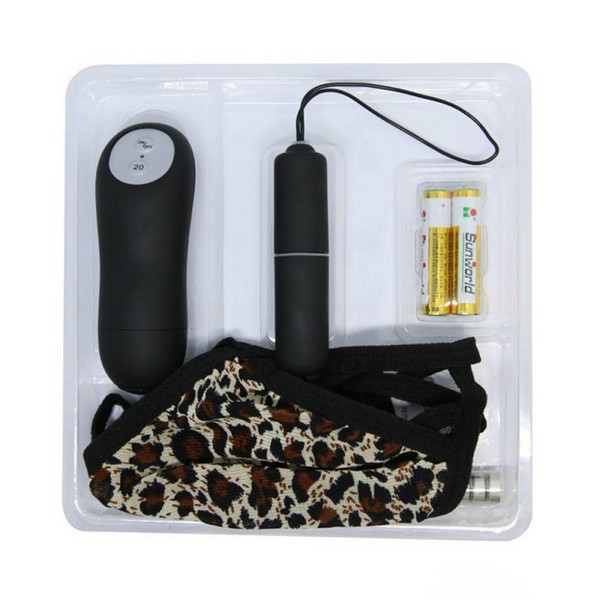 Tange leopard uzorka s vibratorom, s daljinskim upravljačem + baterije
