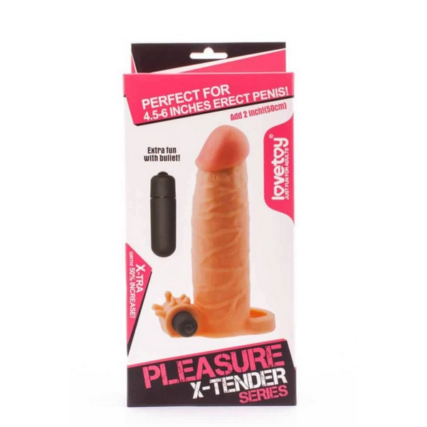 Navlaka za penis s vibratorom, prstenom za testise - Pleasure X -Tender Vibrating