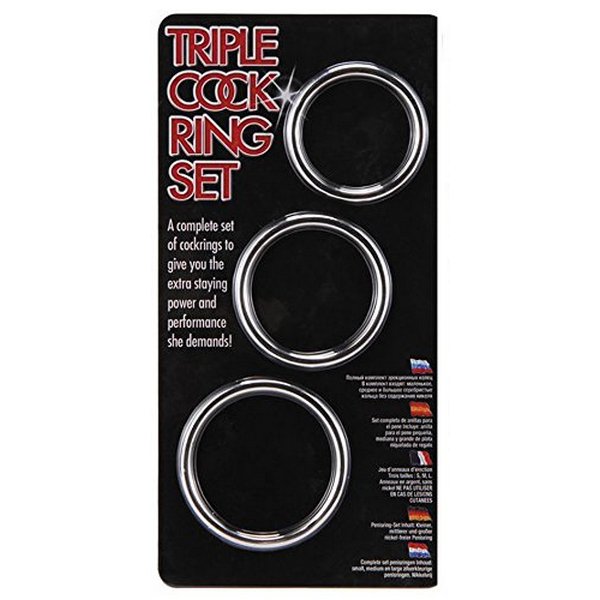 Set od 3 metalna prstena raznih promjera - Triple Cockring Set