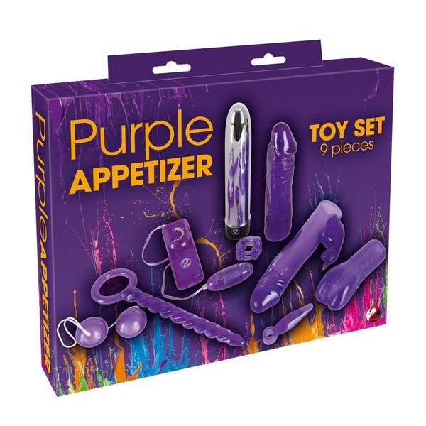 Set za parove od 9 dijelova od TPE materijala, s baterijama - Purple Appetizer