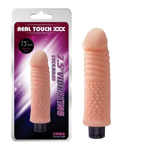 Vibrator od TPR materijala, rebraste i točkaste strukture, 19cm - Real Touch XXX