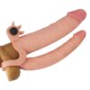 Navlaka za penis za dvostruku penetraciju, s vibratorom i prstenom za testise - Pleasure X-Tender