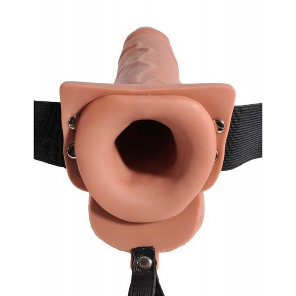 Fetish Fantasy 19 cm Hollow Squirting Strap-On with balls Tan